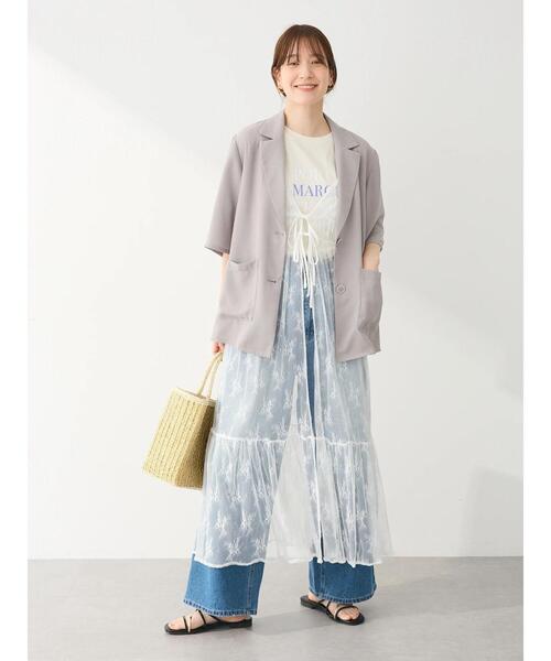 新品未使用タグ付き☆CLOCHE☆接触冷感五分袖テーラードジャケット CLOCHE】接触冷感シャツジャケット5分袖/512-85615 522-85615