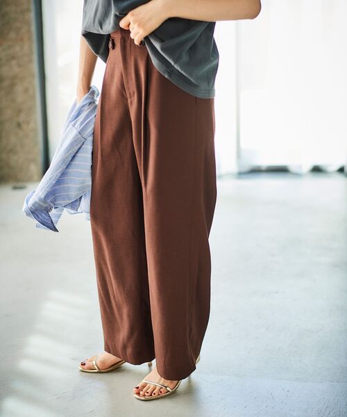 ルクールブラン（le．coeur blanc）/リネンライクツイルワイドパンツ le.coeur blanc（ルクールブラン） パンツ リネンライクツイルワイド