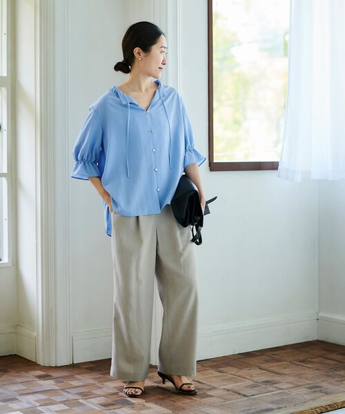 le.coeur blanc（ルクールブラン） パンツ リネンライクツイルワイド