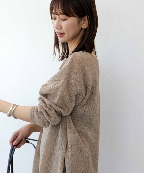 ニット セーター 前後2wayルーズニット TSUMUGI和紙 レディース Jines ニット セーター 前後2wayルーズニット TSUMUGI和紙