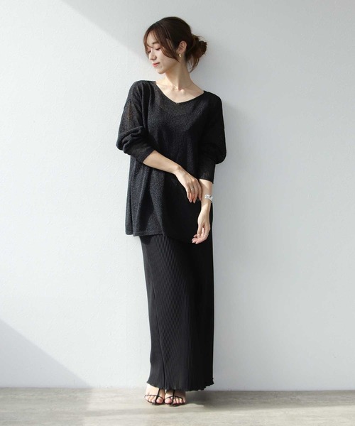 ニット セーター 前後2wayルーズニット TSUMUGI和紙 レディース Jines ニット セーター 前後2wayルーズニット TSUMUGI和紙