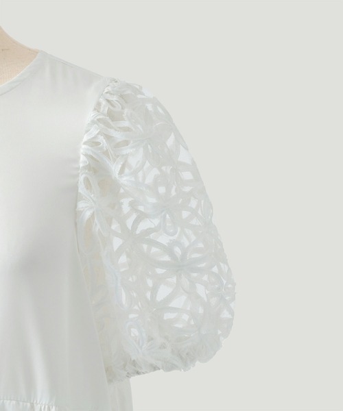 ブラウス シャツ フラワー チュールスリーブ ブラウス HUIT レディース HUIT bouquet ブラウス シャツ フラワー チュールスリーブ