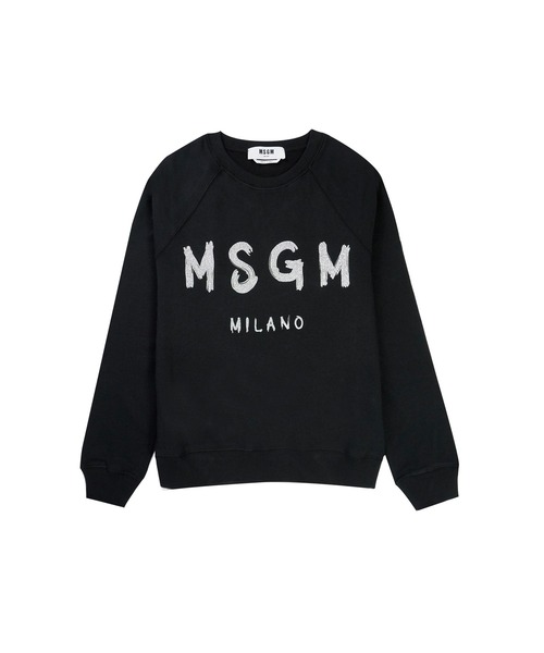 トレーナー スウェット 「NEW」MSGM ブラッシュロゴ スウェットシャツ「GLITTER SILVER PRINT」 レディース