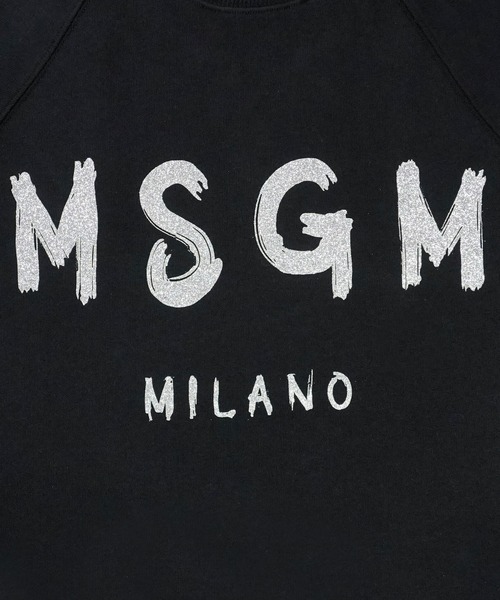 トレーナー スウェット 「NEW」MSGM ブラッシュロゴ スウェットシャツ「GLITTER SILVER PRINT」 レディース MSGM トレーナー スウェット 「NEW」MSGM ブラッシュロゴ