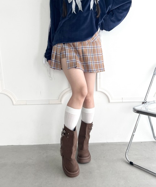 osrs オシリス　2way チェックスカートパンツ プリーツスカート スクール レディース チェック柄 ミニスカート