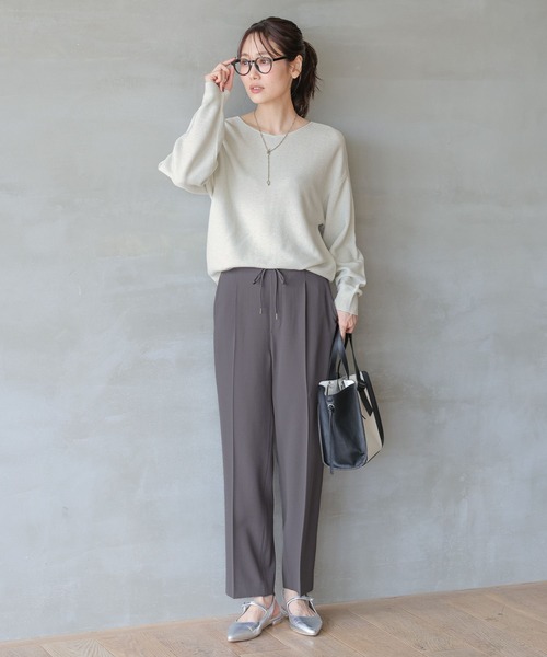 Suavele ー　季節不問　極美　ドレープイージーリラックスパンツ ur's パンツ サテンイージードレープパンツ レディース