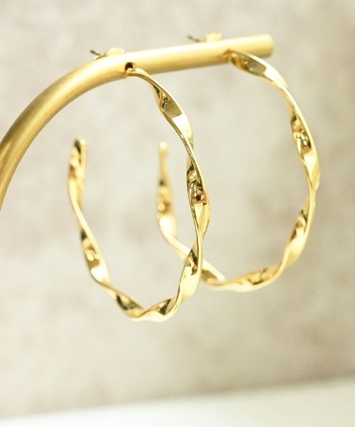 sowi ピアス サージカルステンレス ネジリ フープピアス レディース