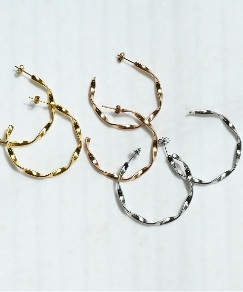 sowi ピアス サージカルステンレス ネジリ フープピアス レディース