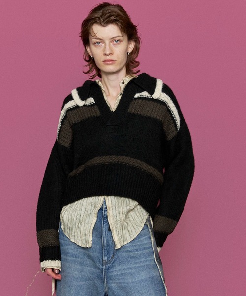 ニット セーター Skipper Short Length Knit Tops/スキッパーショートニット「MAISON SPECIAL/メゾンスペシャ