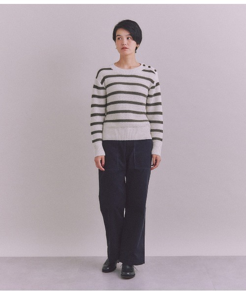 ニット セーター BLENDED COTTON 振り柄ボーダーニット レディース SIPULI ニット セーター BLENDED COTTON 振り柄ボーダーニット