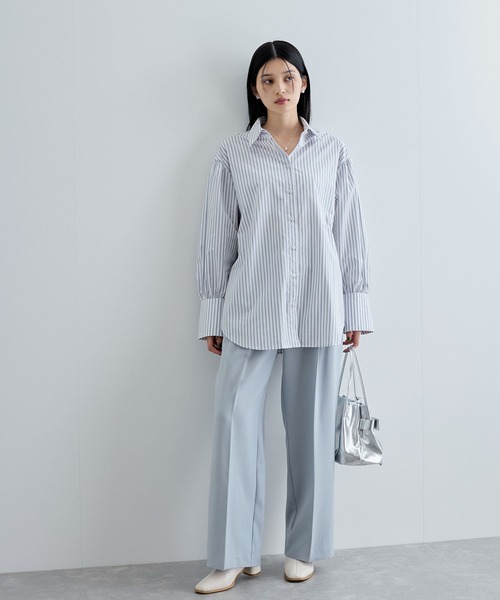 ブラウス シャツ リボン付きバックシャーリングシャツ レディース VIS ブラウス シャツ リボン付きバックシャーリングシャツ