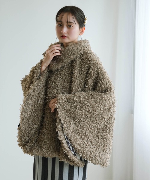 utatane ポンチョ コート プードルファーポンチョ ニコアンティーク