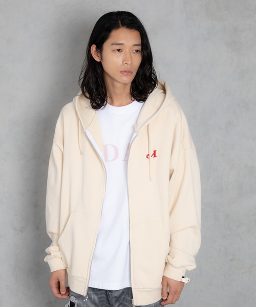 ADAM PATEK パーカー ADAMPATEK/logo zip up hoodie/ロゴ刺繍