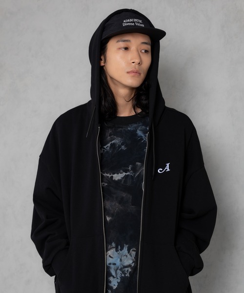 ADAM PATEK パーカー ADAMPATEK/logo zip up hoodie/ロゴ刺繍