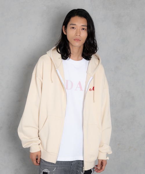 パーカー 「ADAMPATEK/アダムパテック」doubleside logo hoodie / 両面ロゴクラッシュフロッキープルパーカー レディース ADAM PATEK パーカー 「ADAMPATEK/アダムパテック」doubleside