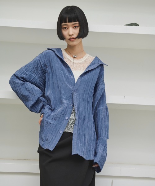 ブラウス シャツ ワッシャー加工 2WAYシャツ レディース AIC. ブラウス シャツ 2WAYワッシャー加工シャツ/ハイネック