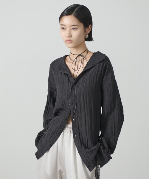 agnes b シルクフラワーブラウス ワッシャー シワ加工 18AW 楽天市場】ワッシャー ブラウス レディース 長袖 シワ加工