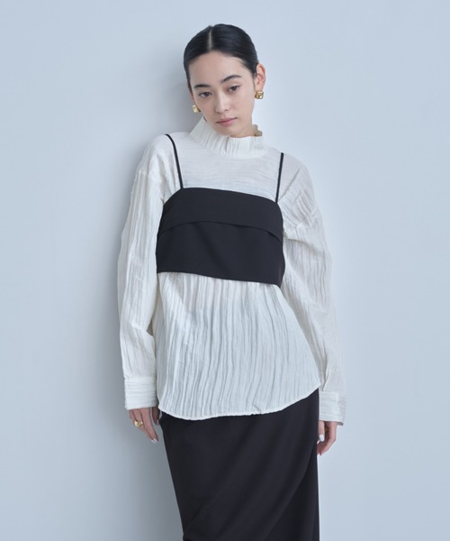 ブラウス シャツ ワッシャー加工 2WAYシャツ レディース AIC. ブラウス シャツ 2WAYワッシャー加工シャツ/ハイネック