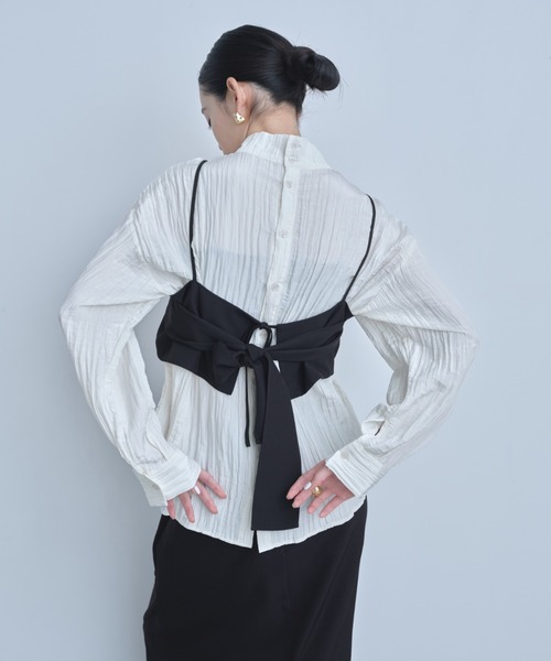 AIC. ブラウス シャツ 2WAYワッシャー加工シャツ/ハイネック