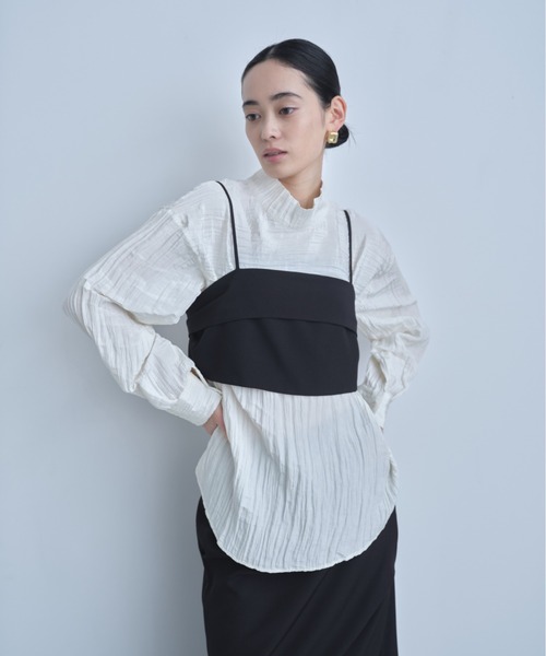AIC. ブラウス シャツ 2WAYワッシャー加工シャツ/ハイネック