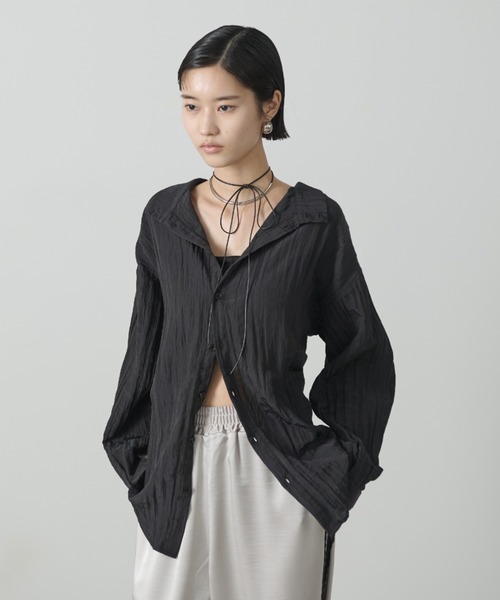 新品未使用 ウィルフリー　刺繍ブラウス　シャツ シワ加工　長袖 半袖2way セール】大人可愛い胸キュン。2wayシアー刺繍ペプラム切替