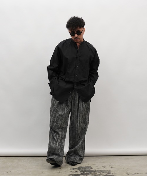 Aphlotus スラックス ムラ染めクラッシュプリーツ フルレングス