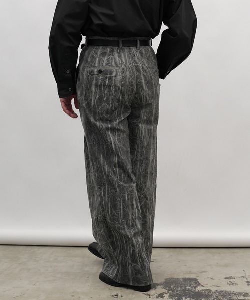 Aphlotus スラックス ムラ染めクラッシュプリーツ フルレングス