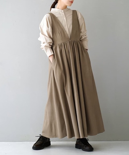 e-zakkamania stores ワンピース ピーチスキン Vネックフレア