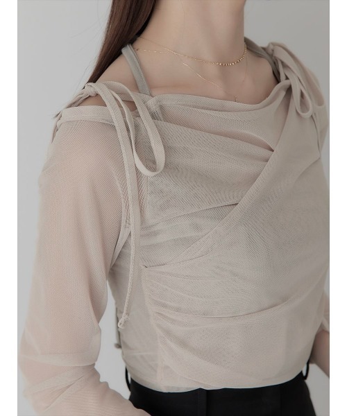 amel tシャツ 「RE ARRIVAL」チュールレイヤードリボントップス