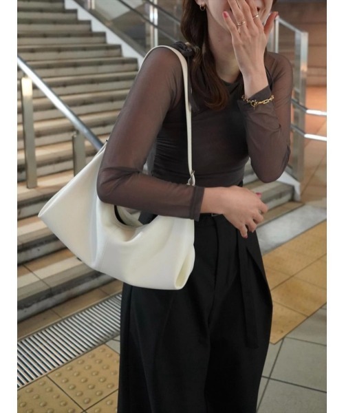tシャツ 「RE ARRIVAL」チュールレイヤードリボントップス/ピンクベージュ レディース amel tシャツ 「RE ARRIVAL」チュールレイヤードリボントップス