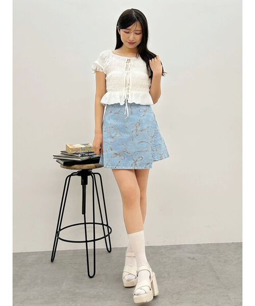 MERCURYDUO（マーキュリーデュオ） スカート リボンプリントデニム