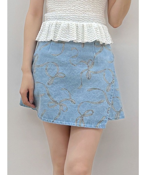 MERCURYDUO（マーキュリーデュオ） スカート リボンプリントデニム