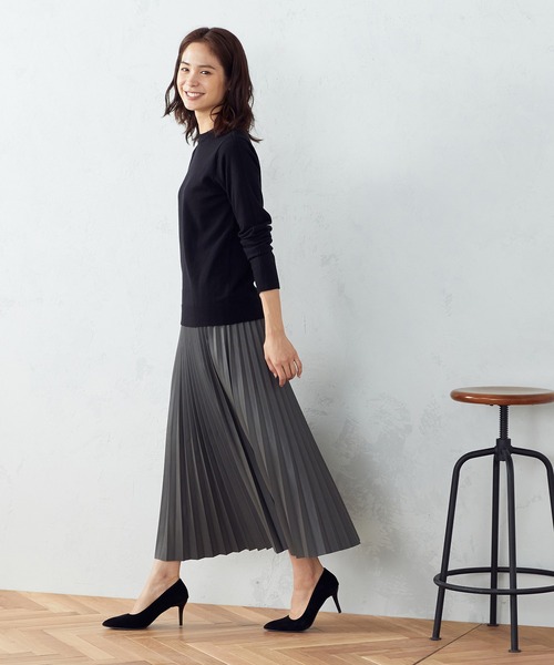 「COMME CA ISM」 プリーツスカート MEDIUM ベージュ レディース_画像3