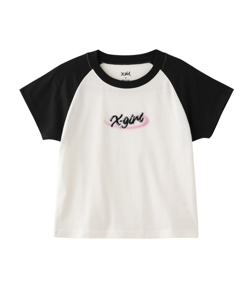 エックスガール X-girl SPRAY ART AND EMBROIDERY RAGLAN S/S BABY TEE 半袖 コンパクト トレンド レディース ストリート ブランド 新品 正規品 X-girl tシャツ SPRAY ART AND EMBROIDERY RAGLAN S/S BABY TEE