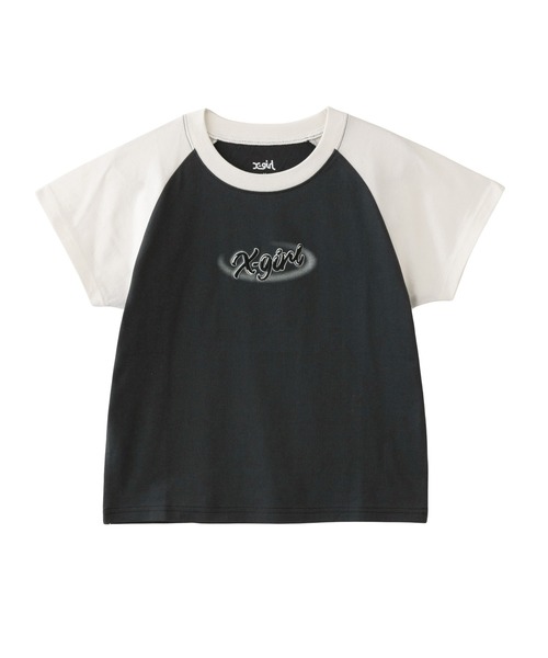 エックスガール X-girl SPRAY ART AND EMBROIDERY RAGLAN S/S BABY TEE 半袖 コンパクト トレンド レディース ストリート ブランド 新品 正規品 X-girl tシャツ SPRAY ART AND EMBROIDERY RAGLAN S/S BABY TEE