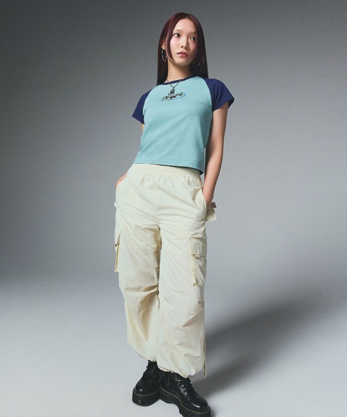 X-girl tシャツ SPRAY ART AND EMBROIDERY RAGLAN S/S BABY TEE