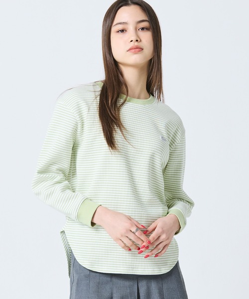 LACOSTE（ラコステ） tシャツ ラウンドヘム 配色リブカラー ワッフル