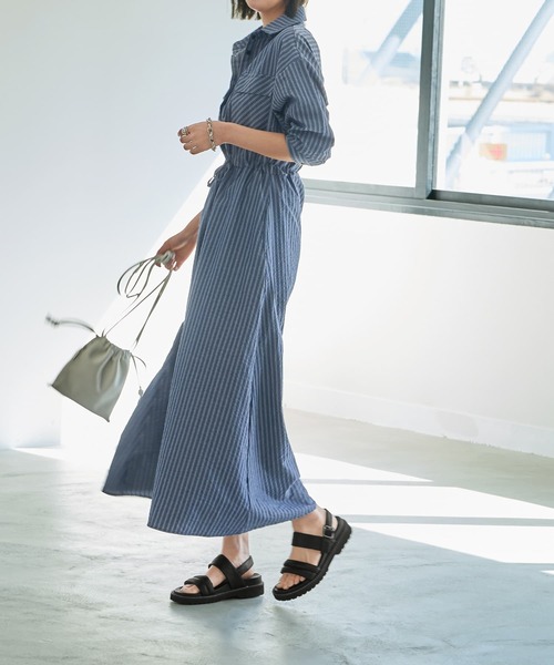 ファッションの STYLE DELI 「LUXE」交互ストライプ柄シャツ ワンピース ワンピース