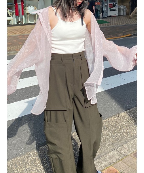 MURUA（ムルーア） ブラウス シャツ ボリュームスリーブシャイニー