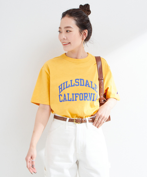 tシャツ Champion/チャンピオン 別注 スラブジャージロゴTEE レディース Champion tシャツ Champion/チャンピオン 別注 スラブジャージ