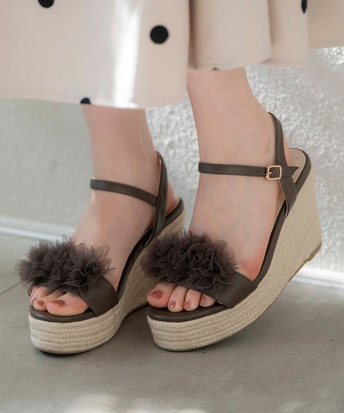 【新品】チュールフラワー２ＷＡＹジュートサンダル チュールフラワー2WAYジュートサンダル | サンダル | NOELA
