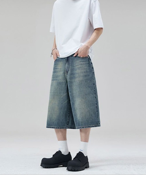 Ressaca ジーンズ ヴィンテージライクワイドデニムハーフパンツ