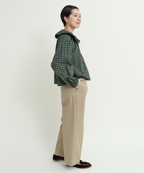 ブラウス シャツ 60sミニチェック フリルブラウス レディース CHILD WOMAN ブラウス シャツ 60sミニチェック フリルブラウス