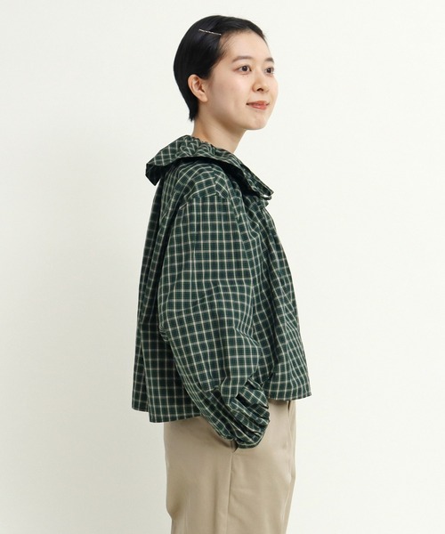 ブラウス シャツ 60sミニチェック フリルブラウス レディース CHILD WOMAN ブラウス シャツ 60sミニチェック フリルブラウス