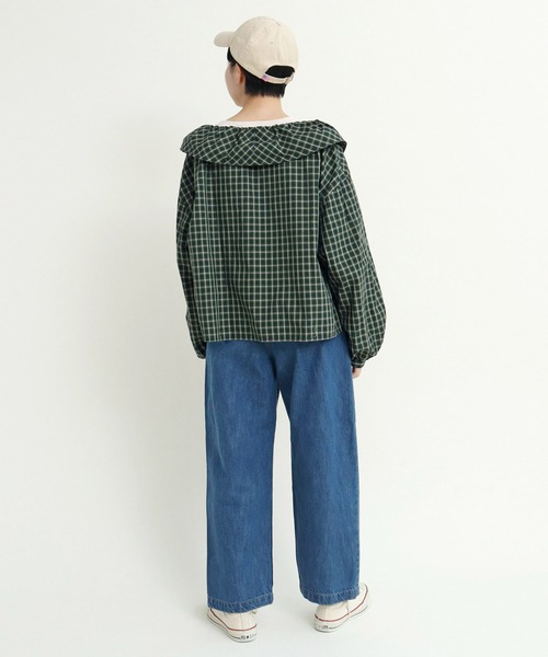 ブラウス シャツ 60sミニチェック フリルブラウス レディース CHILD WOMAN ブラウス シャツ 60sミニチェック フリルブラウス