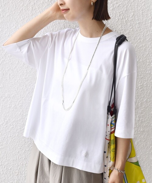 tシャツ ワンポイント 刺繍 スムース ワイド TEE レディース