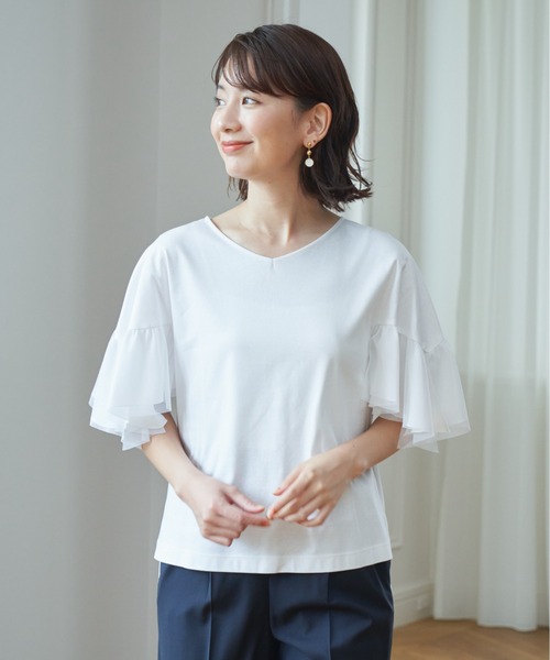 アナイ　七分袖ニット　38 ANAYI 「ANAYI」 7分袖カットソー 38 ホワイト レディース
