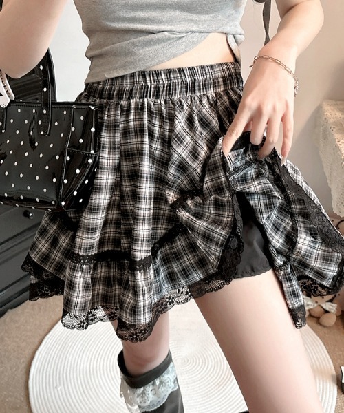 REMUR スカート 裾レースアシンメトリーフリルミニスカート : ZOZOTOWN