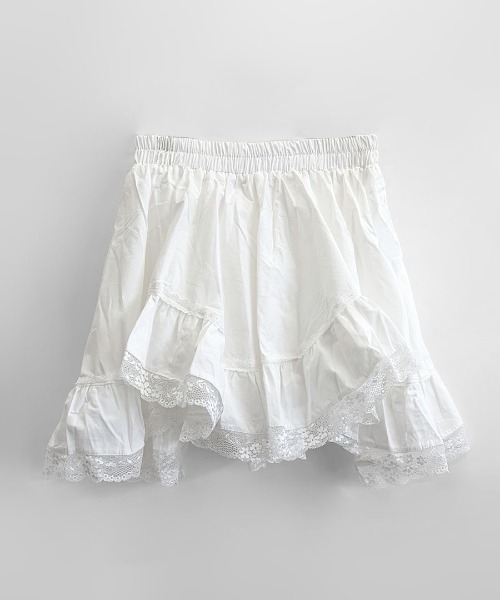 REMUR スカート 裾レースアシンメトリーフリルミニスカート : ZOZOTOWN