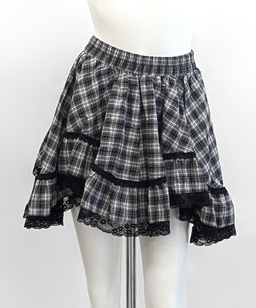 REMUR スカート 裾レースアシンメトリーフリルミニスカート : ZOZOTOWN